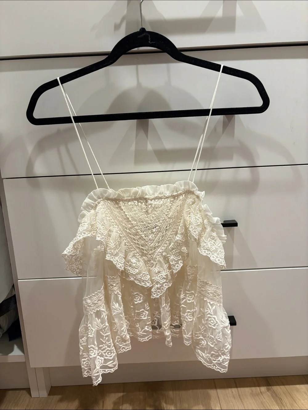 Free People Cream Lace Ruffle Camisole